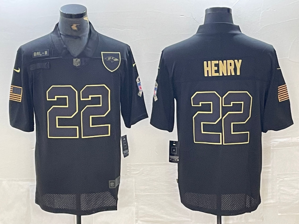 Men's Baltimore Ravens Derrick Henry #22 Black Jersey